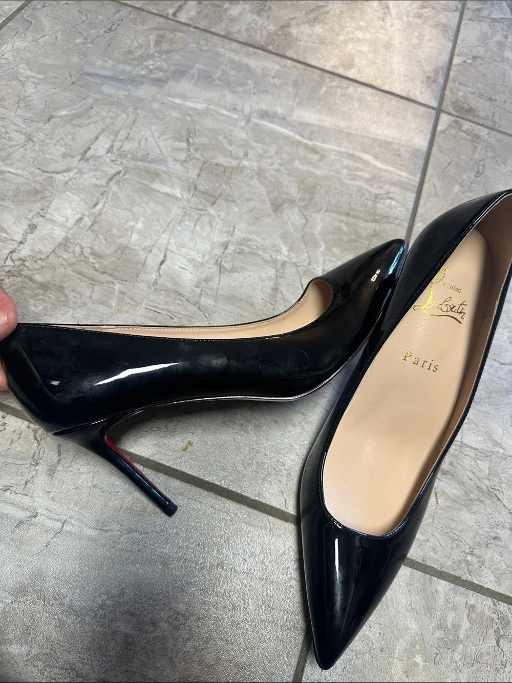 Christian Louboutin Black Patent Pointed Toe Pumps